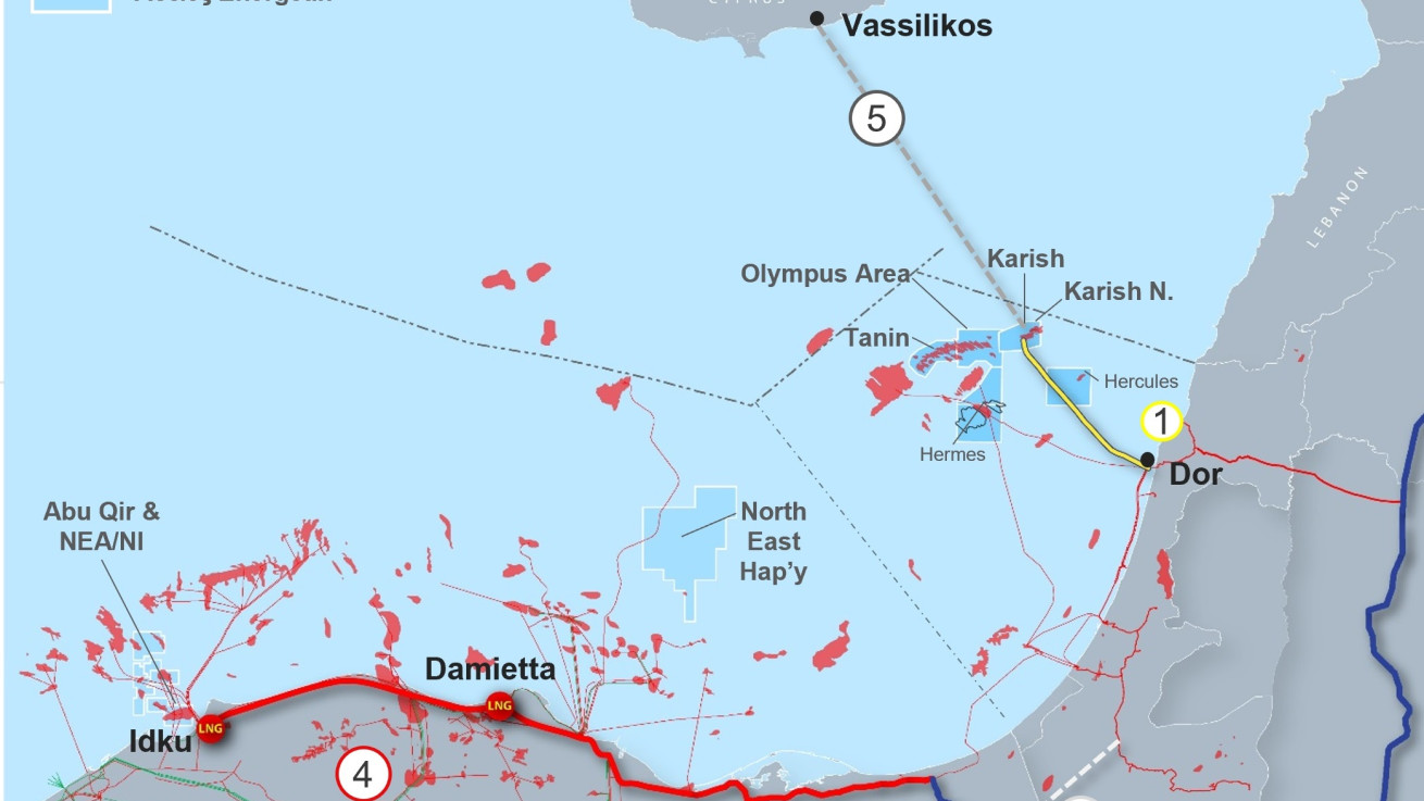 Χάρτης της Energean με αγωγό από Ισραήλ προς Κύπρο